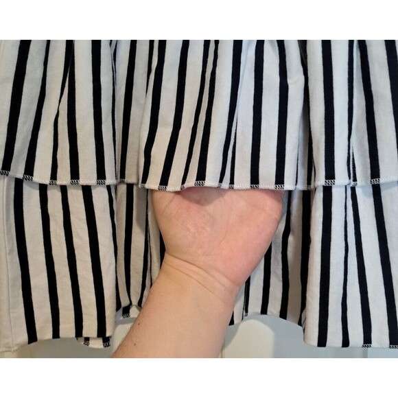 Duffield Lane Nancy Navy Stripe Smocked Waist Tiered Ruffle Skirt Women's Small - Picture 5 of 8